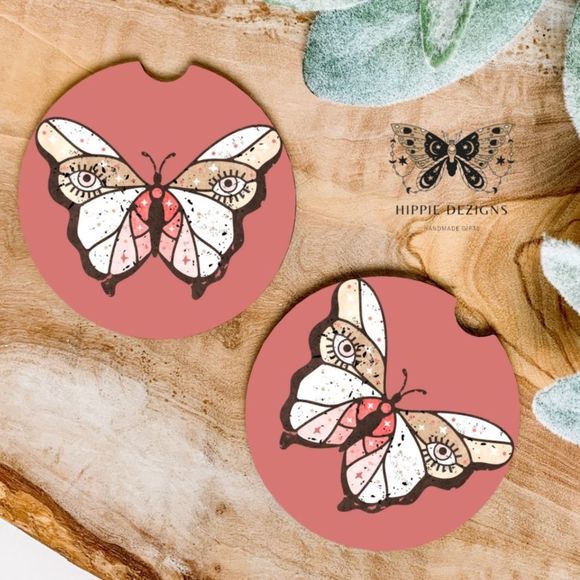 Trippy Butterfly Coaster Set | Car Accessories - Picture 1 of 5